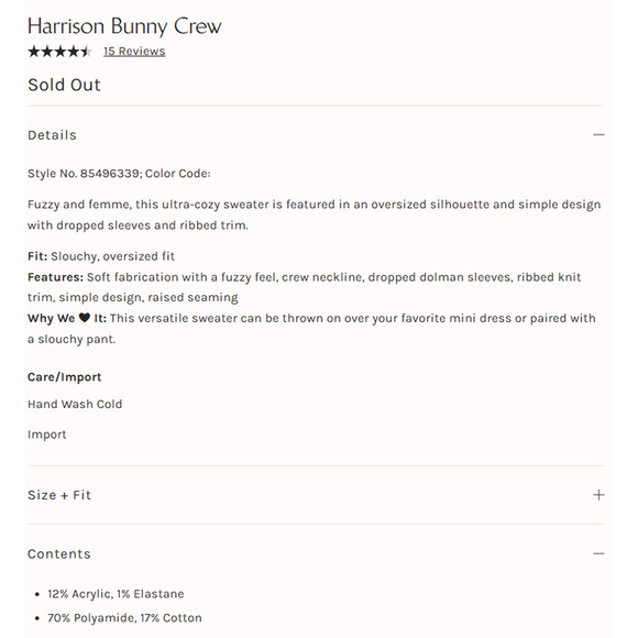 Free People HARRISON BUNNY Fuzzy Oversized Slouchy Sweater in Brown S NWOT $168 - Picture 7 of 7